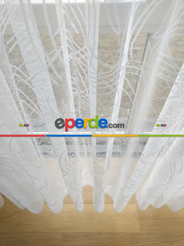 Örme Fransız Dantel 2021 Tül Perde- Ekru