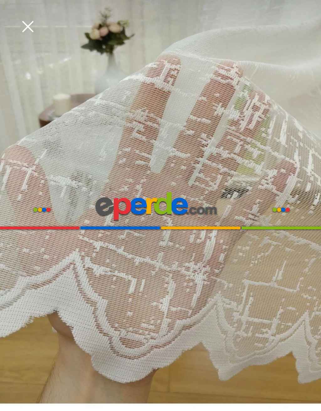 Örme Şantuk Keten Natural Desen Fransız Dantel Tül Perde