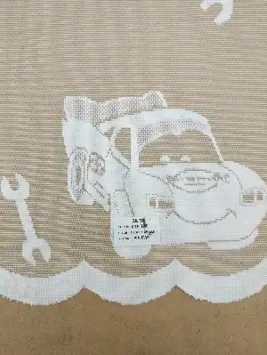 Şimşek Mcqueen Krem - Erkek Çocuk Odası Tül Perde Arabalı- Krem