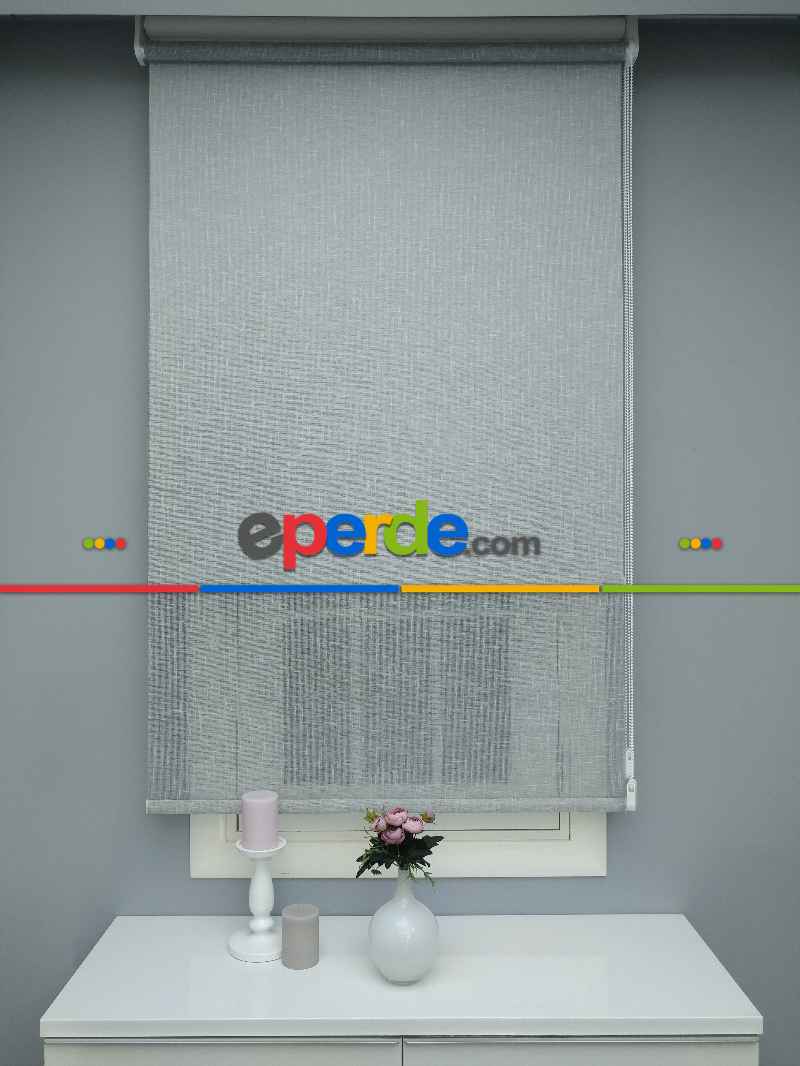 Çiftli Sistem Naturel Keten Tül Stor- Gri-füme-antrasit