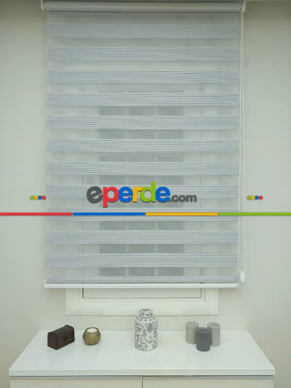 Gri Mutfak Perdesi Mekanizmalı Zebra Perde Plise- Gri Koyu