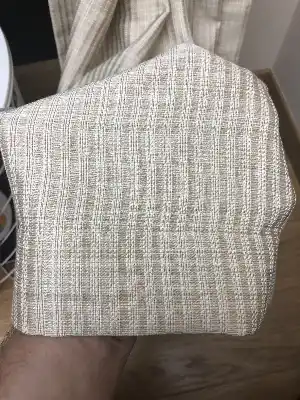 Krem Çizgi Desenli Çok Gramajlı Jakar Fon Perde- Krem