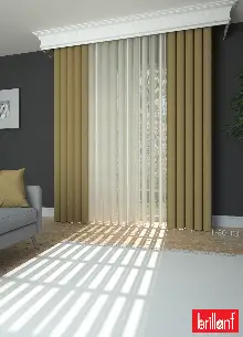 Brillant Akıllı Tül Perde Gold Renkli Tül Dikey Zebra Perde Düz 1. Kalite