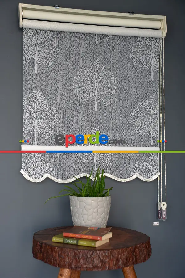 Halim Perdesan Dacuz-203 Beyaz Renk Etekli Veya Eteksiz Çift Mekanizmalı Tül Stor Perde