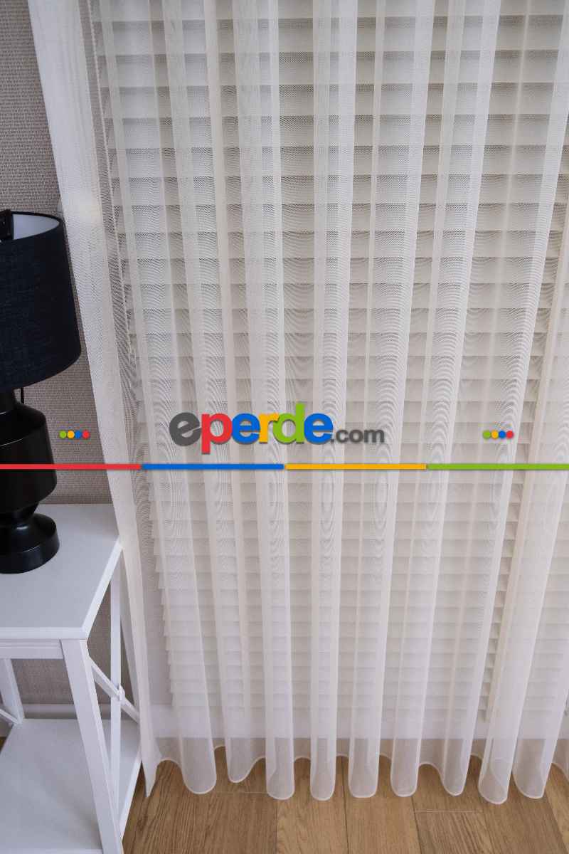 Bebek Odası Tül Perde - Krem Düz Tül Perde Grek Zemin