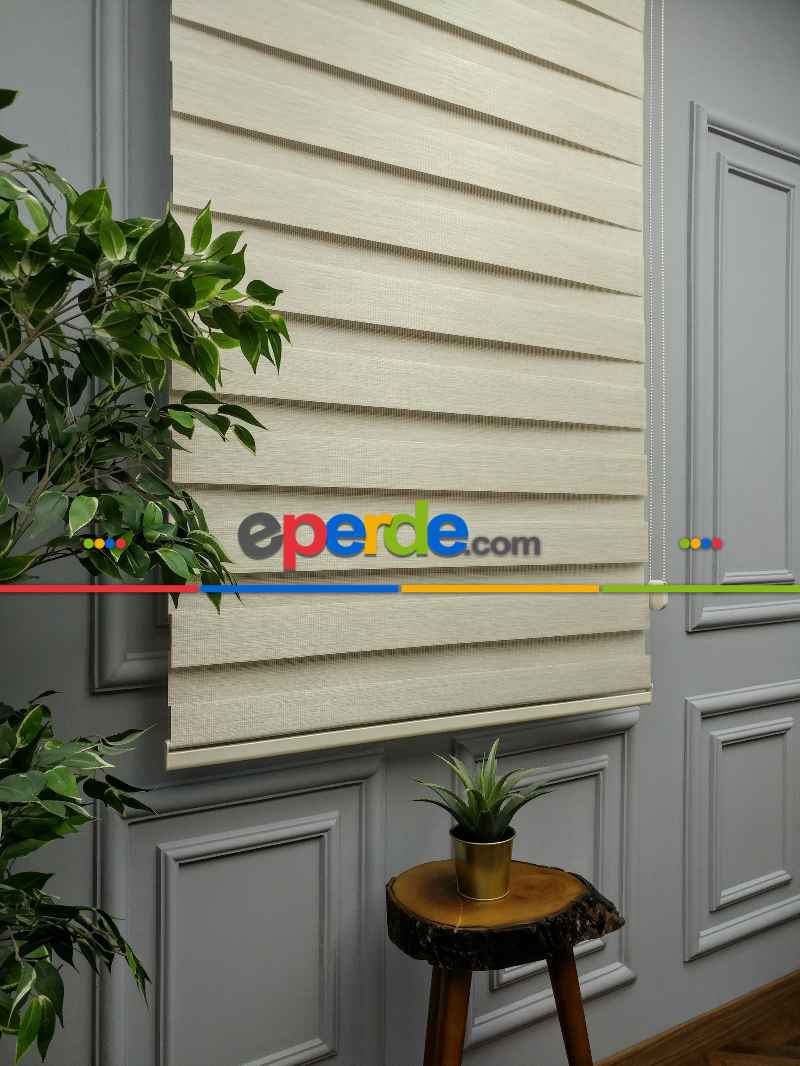 2025 Sezonu - Zebra Perde - Bambu Zebra Perde- Bej-krem Açık