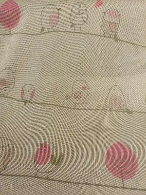 Kız Çocuk Odası Baskılı Tül Perde - Hayal Zemin - Kuş Desenli- Yeşil-Pembe