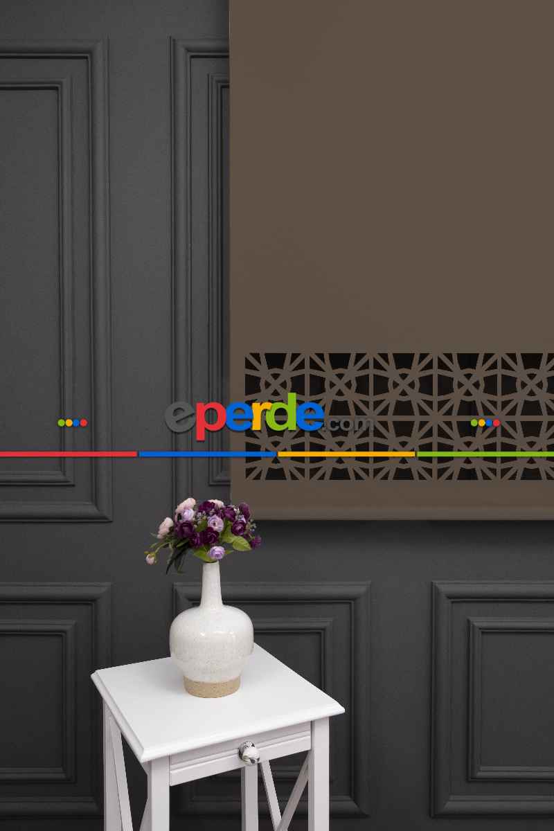 Kahverengi Lazer Kesim Mat Stor Perde (ister Düz - İster Lazer Kesimli Satın Alın)