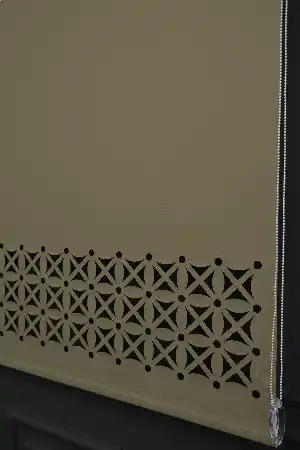 Yatak Odası - Bej Renk Lazer Kesim Mat Stor Perde (ister Düz - İster Lazer Kesimli Satın Alın)