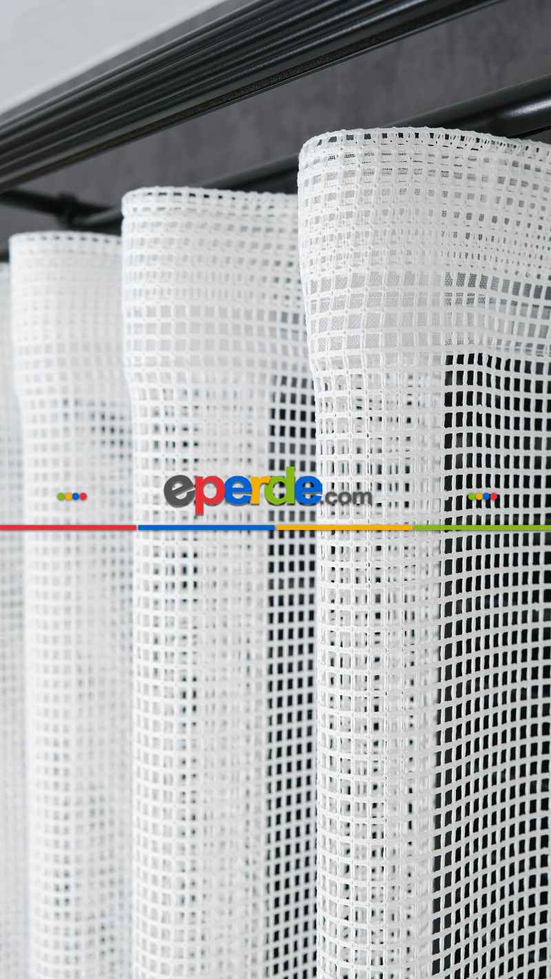 Ekru File Tül Perde, Ağır Gramajlı Premium Seri