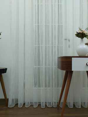 Perdeks Home Tül Perde 02 Lux Series- Ekru - Kurşunlu Tül