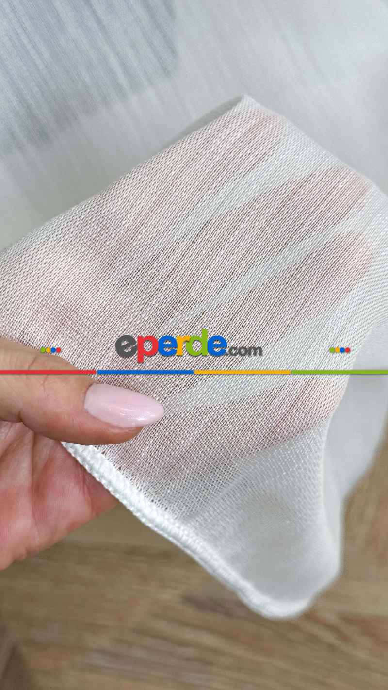 Yatak Odası - Ekru Bambu Büzgülü Ekstraforlu Tül Perde