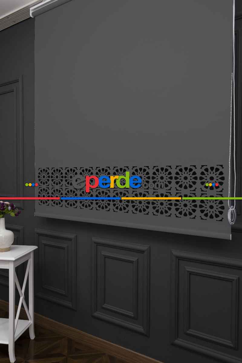 Koyu Gri Renk Lazer Kesim Mat Stor Perde (ister Düz - İster Lazer Kesimli Satın Alın)