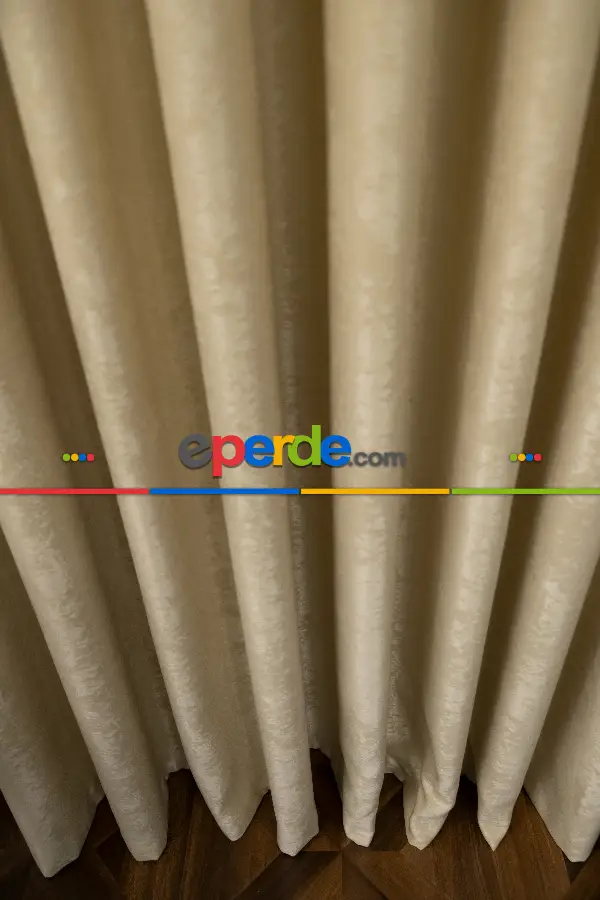 Salon - Soft Fon Perde Açık Bej Rengi Dökümlü En - Kum Beji