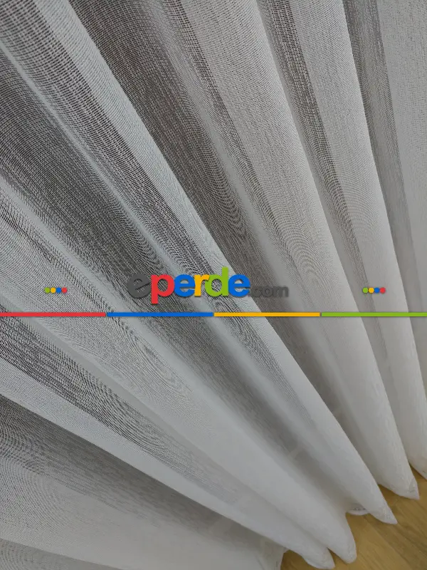 Etek Ucu Damask Dantel Tül Perde & Kruvaze Perde- Ekru