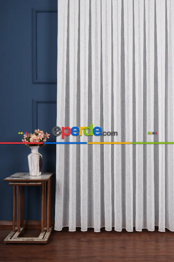 Salon Tül Modelleri - Balık Sırtı Düz Armül Tül Perde Ütü İstemez