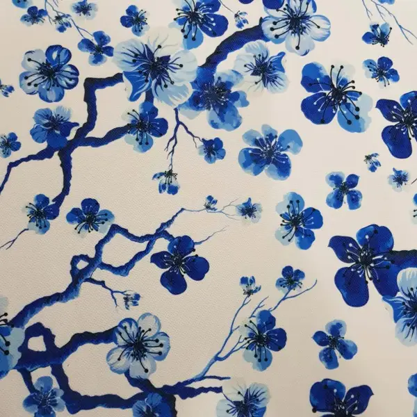 Yatak Odası - Çiçek Desenli Fon Perde Evm1515 Kumaşı Kalındır Duck Bezi Değildir- Mavi