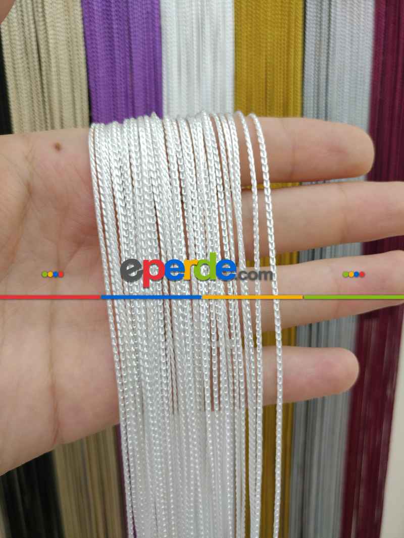 Beyaz Rengi İp Perde İnce Zincir Serisi- Beyaz