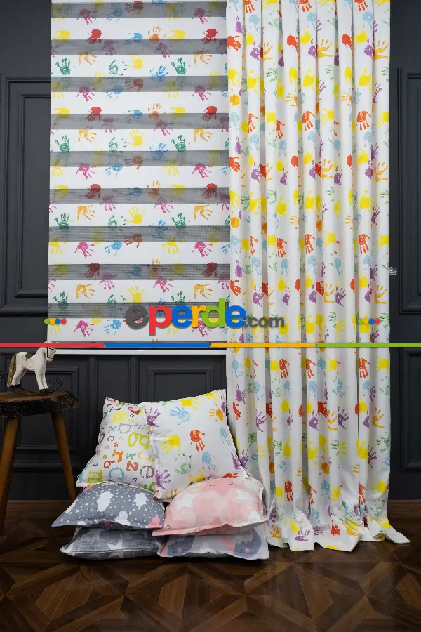 Trend Bebek - Çocuk - Genç Odası Fon Perde Modelleri 2025 (sınırsız En Ölçüsü )- Yeşil-mavi-kırmızı-mürdüm-mavi Açık-hardal Sarısı