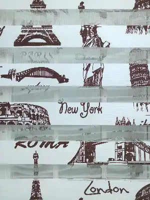 %40 Indirimli !!! Paris Baskılı Zebra Perde 70x200cm- Kahverengi