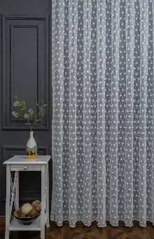 Puantiyeli Tül Noktalı Daire Desen Tül Perde