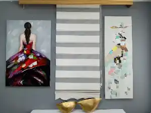 Oturma Odası - Zebra Perde Geniş Pileli(pliseli) Krem Renk 2021 Sezonu A Kalite Zebra Perde- Krem