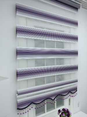 Mor Geçişli Düz Plise Zebra Perde (geniş Pliseli)- Mor