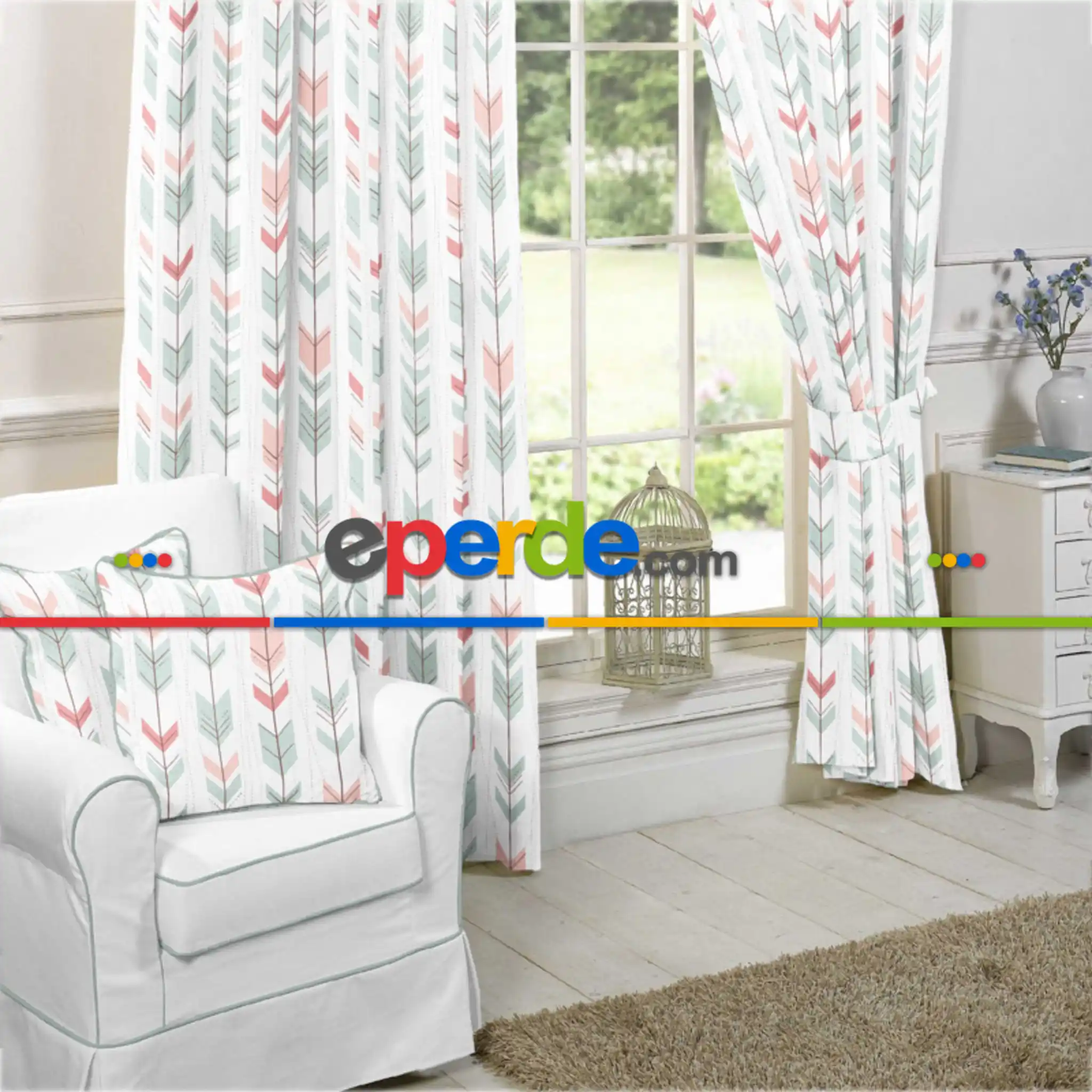 Oklu Fon Perde Evim 233 Kumaşı Kalındır Duck Bezi Değildir