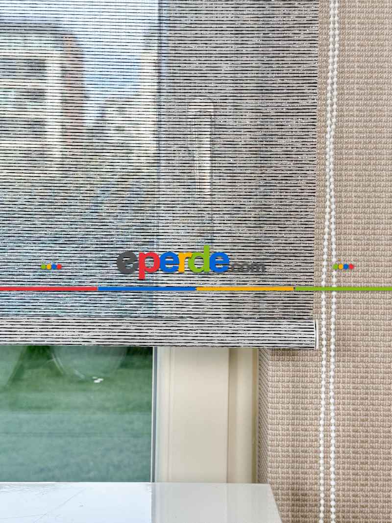 Salon Gümüş Simli Siyah Çizgili Tül Stor Perde, Standart Metal Kasalı Yüksek Kalite Kornişe Kolay Montaj Seçenekli