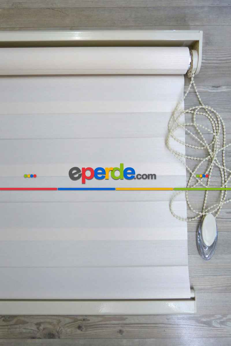 Oturma Odası - New Düz Zebra Perde- Krem Açık