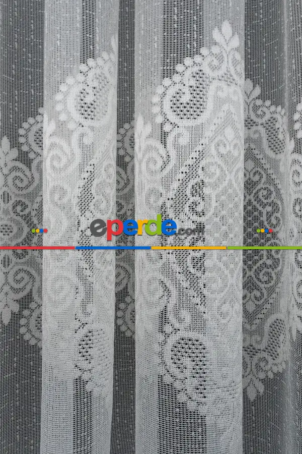 2022 Model Ekru Damask Desenli Örme 1.sınıf Kalite Tül Perde