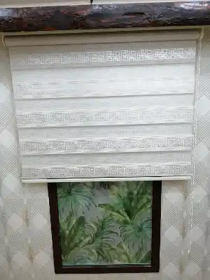 Gümüş Simli Krem Jakarlı Zebra Perde- Krem
