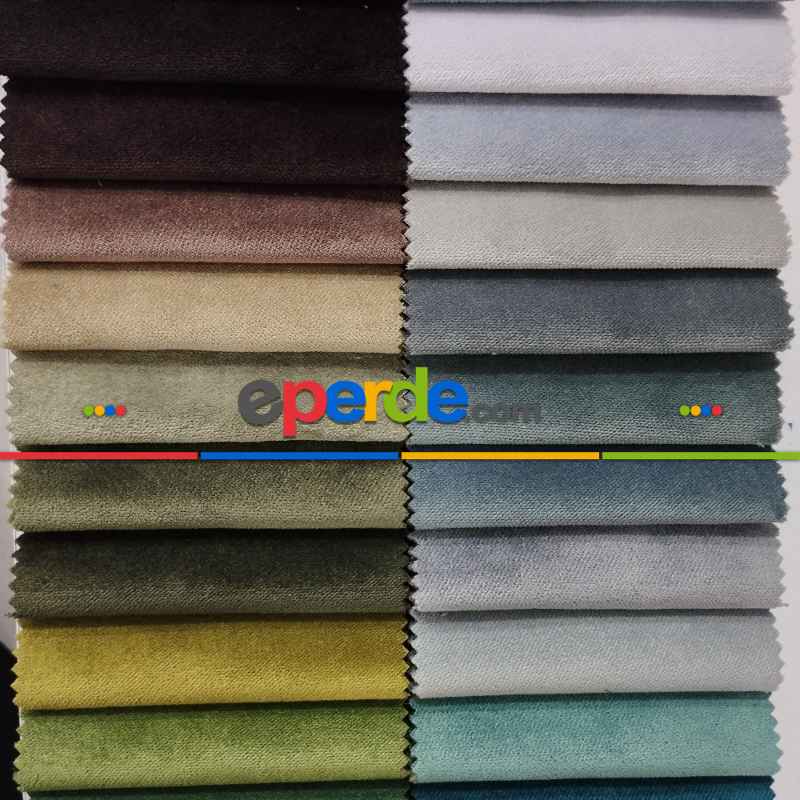 Kadife Dokuma Yarı Mat Kadife Renkli Fon Perde Çok Renkli - Dar Enli Kalın Kadife Perde