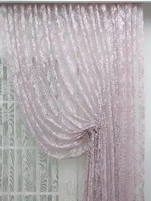 Pudra Pembe Tül Fon Perde- Pembe Pudra Pembe