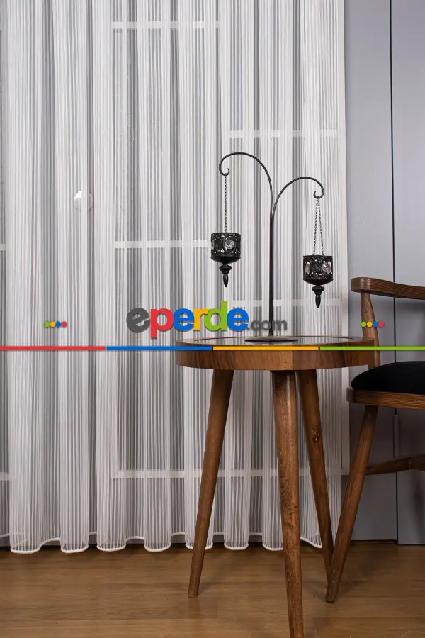 Oturma Odası - Zincir Simli Tül Perde - Kurşunlu Tül