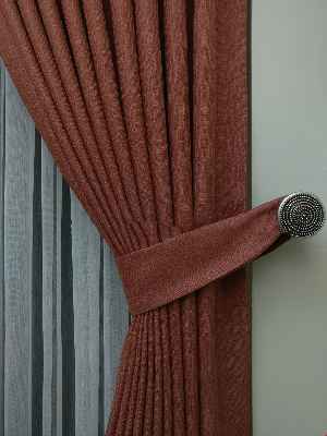 Keten Açık Kiremit Renk Düz Fon Perde- Kiremit Rengi