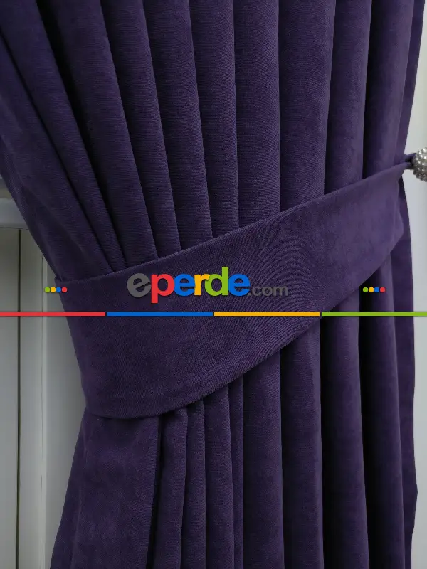 %25 İndirimli!!! Mor Düz Fon Perde- Mor