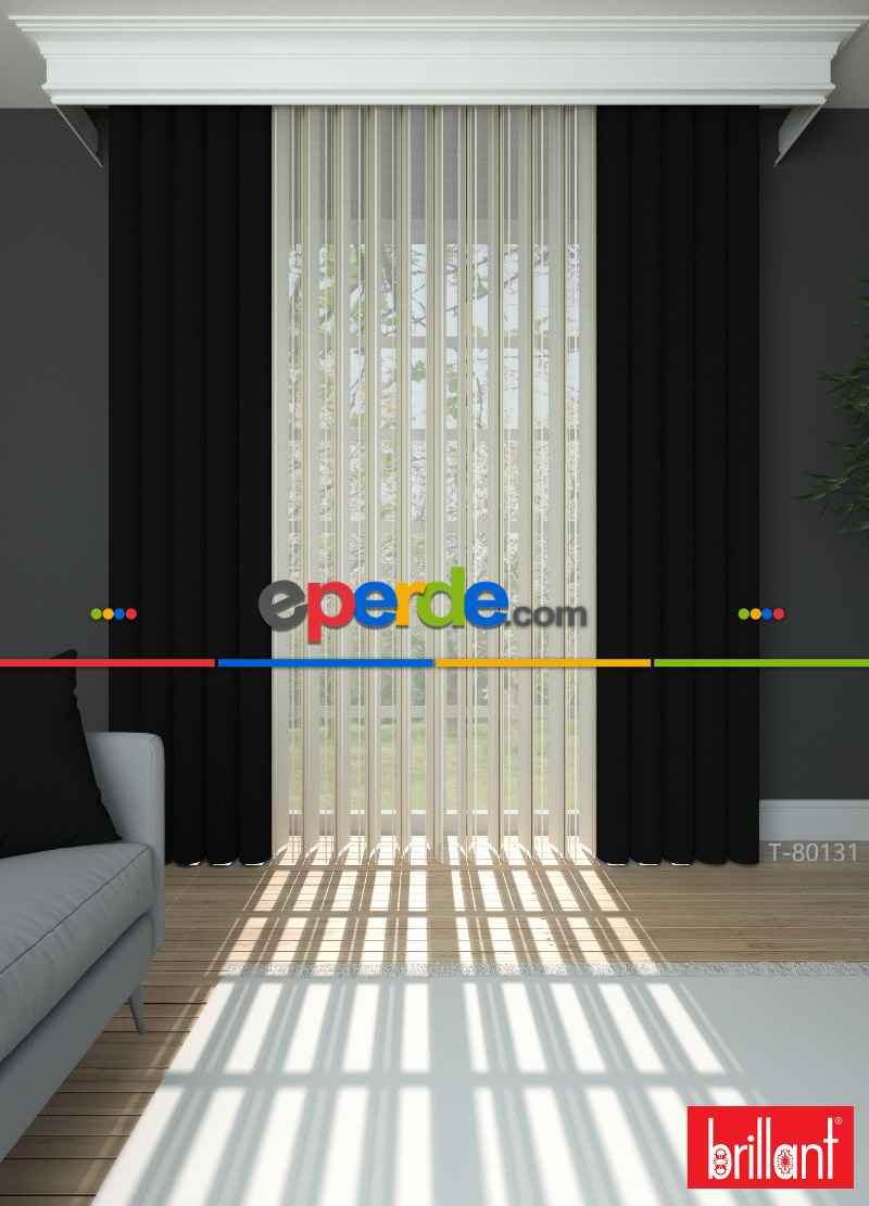 Brillant Akıllı Tül Perde Siyah Renkli Tül Dikey Zebra Perde Düz 1. Kalite