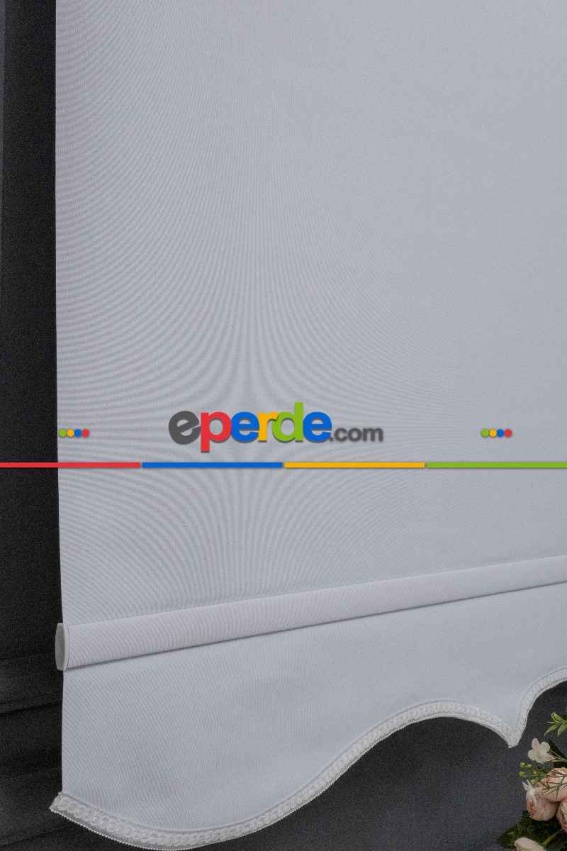 Stor Perde Düz Polyester Stor Güneşlik 1 Kalite Yıkanabilir Çiğ Beyaz