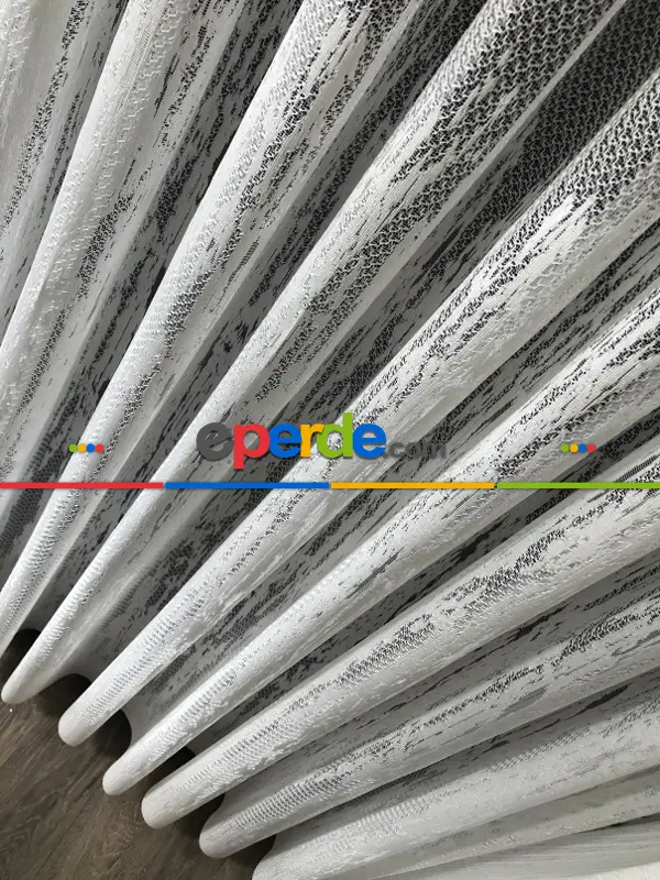 Alev Desen Tül Perde Tek Kanat - Ekru