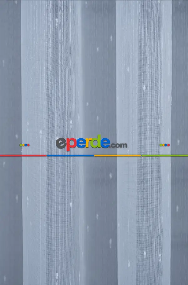 Oturma Odası - Damla Benekli Şantuklu Noktalı Sade Tasarım Yeni Düz Tül Perde- Beyaz-ekru