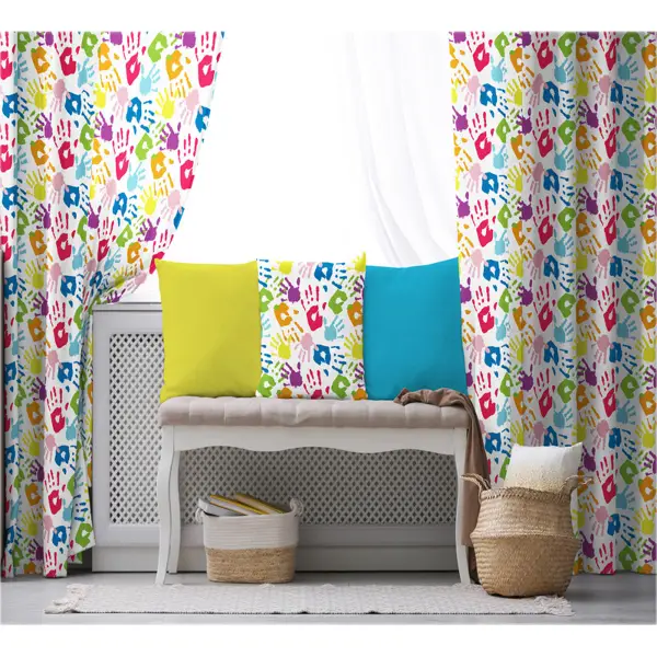 Renkli Eller Fon Perde Evim1620 Kumaşı Kalındır Duck Bezi Değildir