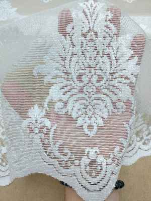 Tül Perde Ve Kruvaze Perde Serpme Damask Desenli - Ekru