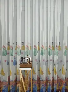 Çocuk Odası Renklli Prenses Rengarenk Kız Çocuk Odası Tül Perde