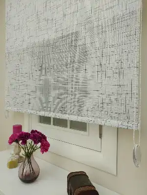 Keten Tül Stor Wicker - Çiftli Sistem Tül Stor Perde (wicker)- Gri-füme-antrasit