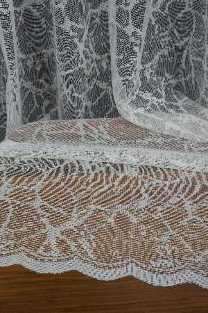 Fransız Dantel Tül - Şimşek Desen - Ütü İstemez- Ekru