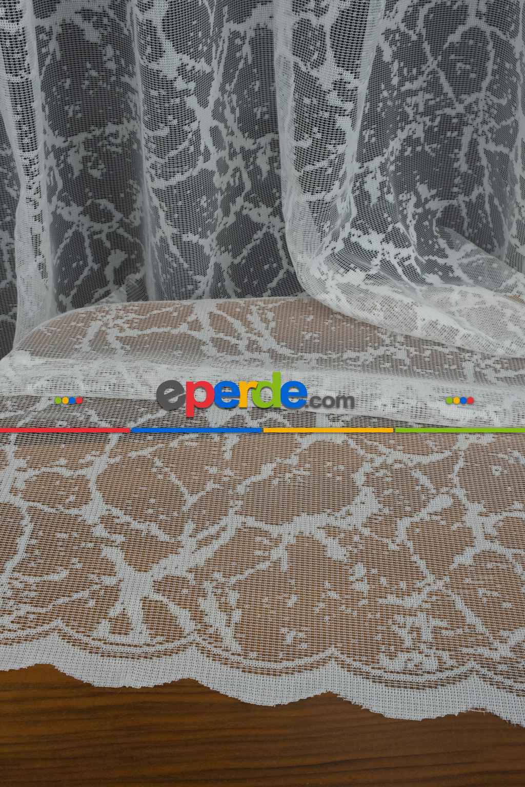 Fransız Dantel Tül - Şimşek Desen - Ütü İstemez- Ekru