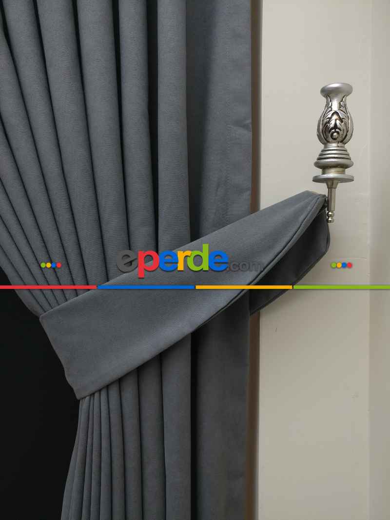 Gri Düz Renk Dökümlü Fon Perde (150)- Gri