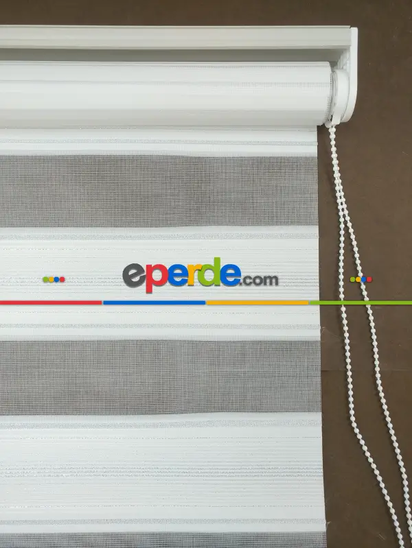 Salon Zebra Perde - Zebra Perde - Micro Pilise - Simli Geçişli Zebra Perde- Gümüş Simli