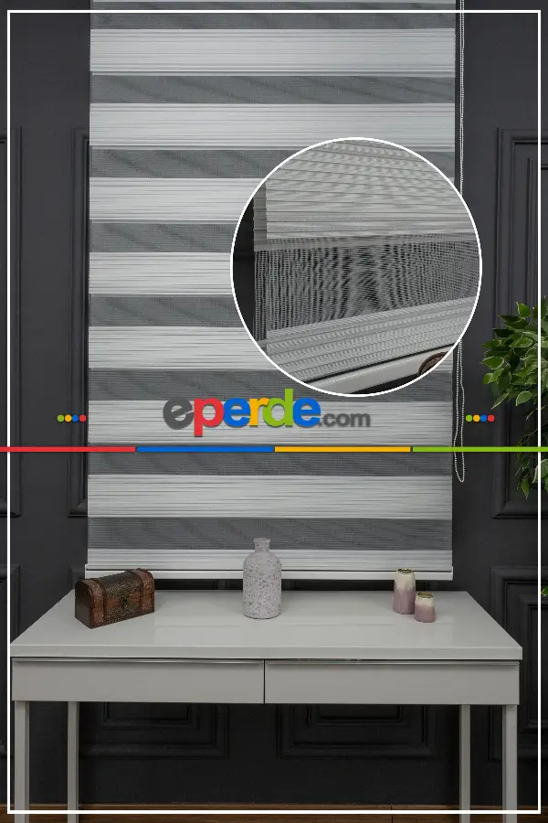 Salon - Zebra Perde - Simli Dar Pileli Zebra Perde